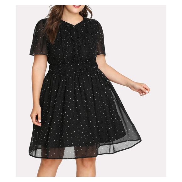 MBM Unlimited Dresses & Skirts - Black White Polka Dot Short Sleeve Dress